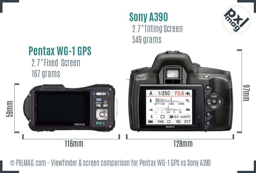 Pentax WG-1 GPS vs Sony A390 Screen and Viewfinder comparison