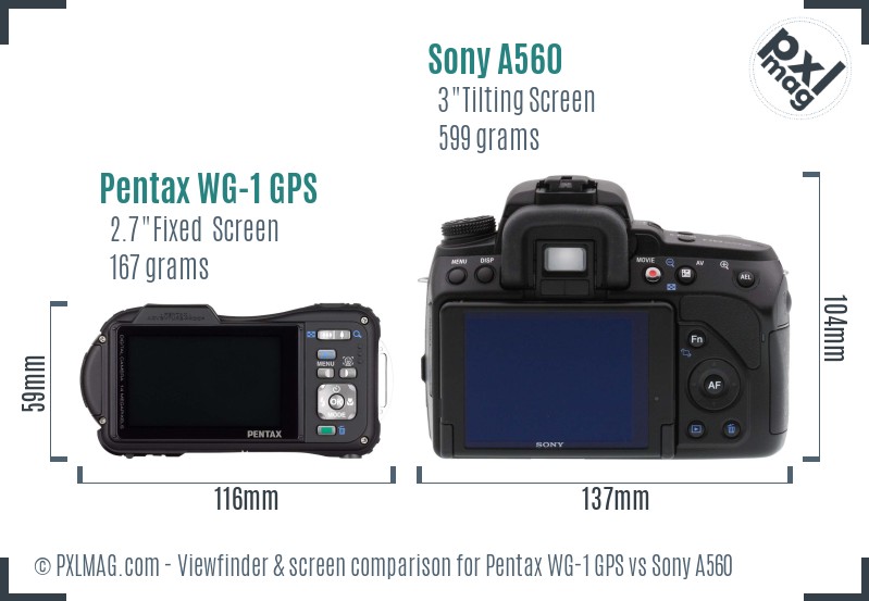 Pentax WG-1 GPS vs Sony A560 Screen and Viewfinder comparison