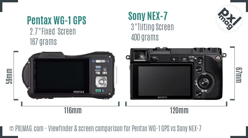Pentax WG-1 GPS vs Sony NEX-7 Screen and Viewfinder comparison Pentax WG-1 GPS vs Sony NEX-7 Screen and Viewfinder comparison