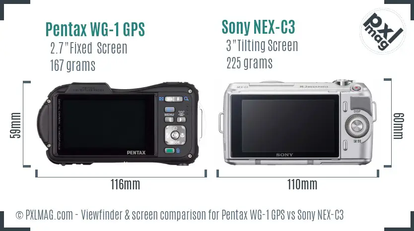 Pentax WG-1 GPS vs Sony NEX-C3 Screen and Viewfinder comparison Pentax WG-1 GPS vs Sony NEX-C3 Screen and Viewfinder comparison