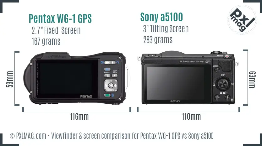 Pentax WG-1 GPS vs Sony a5100 Screen and Viewfinder comparison