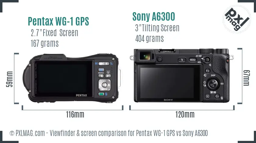 Pentax WG-1 GPS vs Sony A6300 Screen and Viewfinder comparison