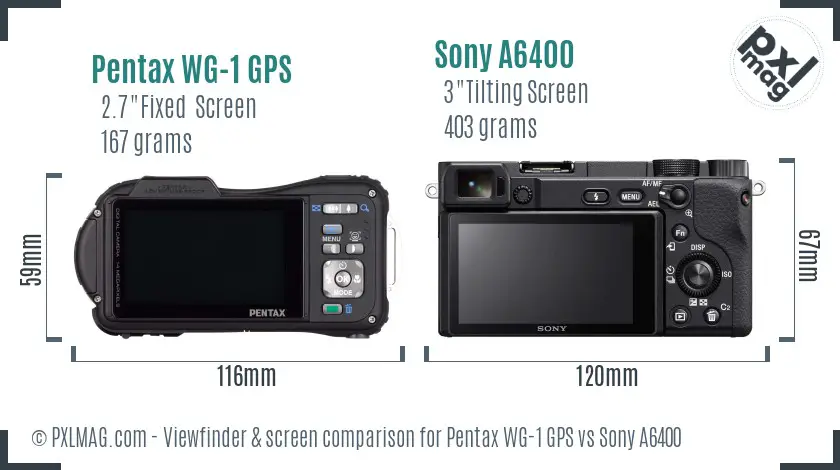 Pentax WG-1 GPS vs Sony A6400 Screen and Viewfinder comparison