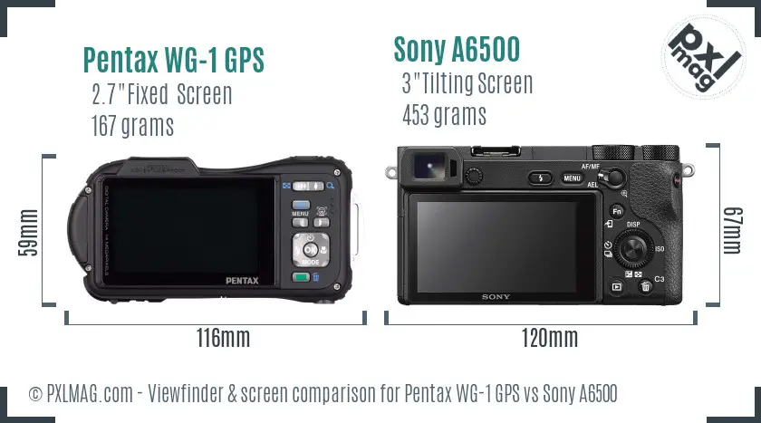 Pentax WG-1 GPS vs Sony A6500 Screen and Viewfinder comparison