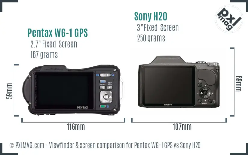 Pentax WG-1 GPS vs Sony H20 Screen and Viewfinder comparison Pentax WG-1 GPS vs Sony H20 Screen and Viewfinder comparison