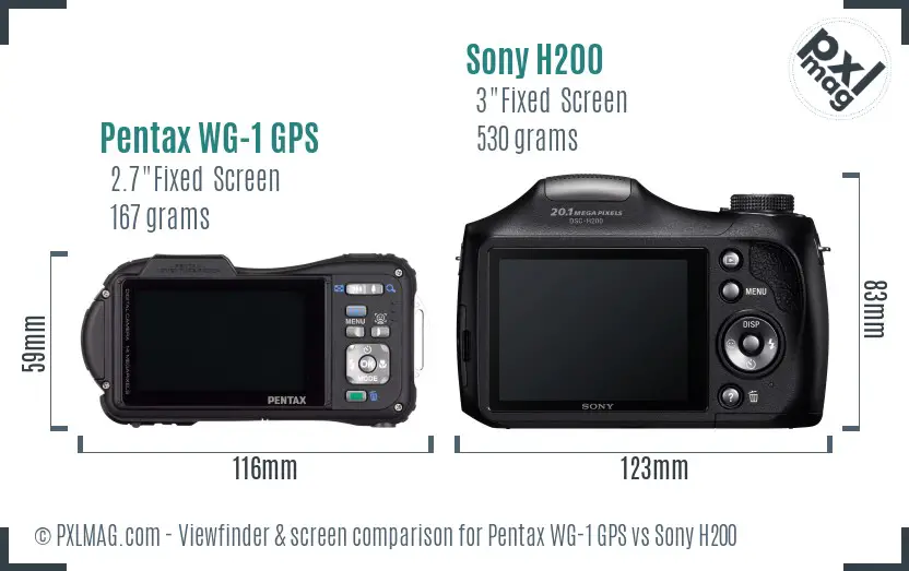 Pentax WG-1 GPS vs Sony H200 Screen and Viewfinder comparison