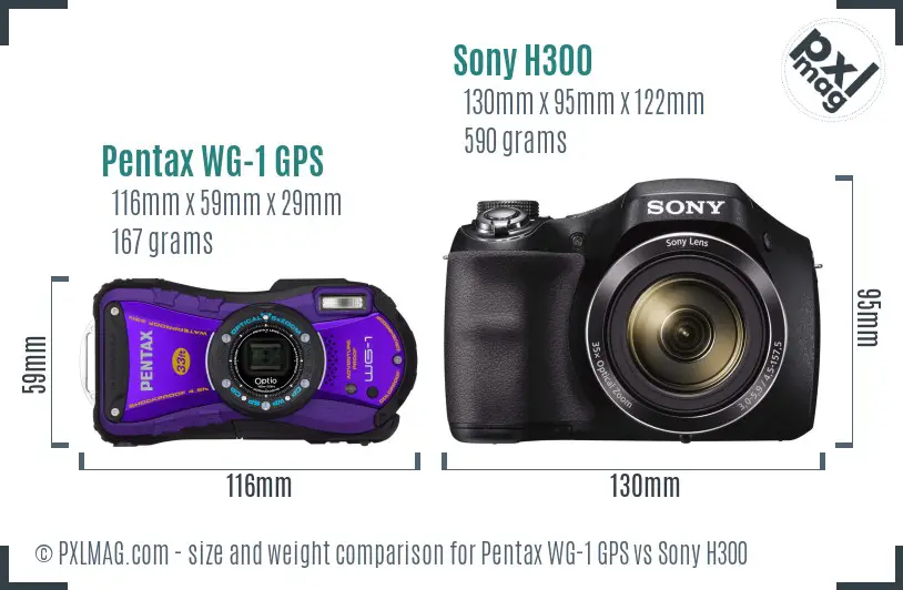 Pentax WG-1 GPS vs Sony H300 size comparison Pentax WG-1 GPS vs Sony H300 size comparison
