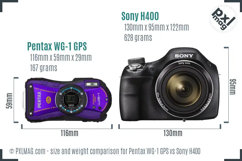 Pentax WG-1 GPS vs Sony H400 size comparison