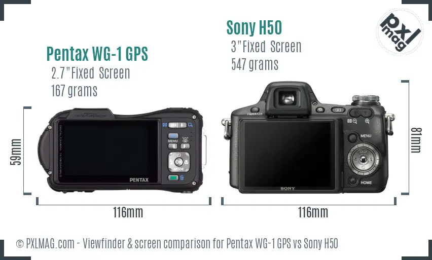 Pentax WG-1 GPS vs Sony H50 Screen and Viewfinder comparison