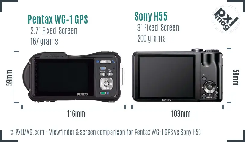 Pentax WG-1 GPS vs Sony H55 Screen and Viewfinder comparison Pentax WG-1 GPS vs Sony H55 Screen and Viewfinder comparison