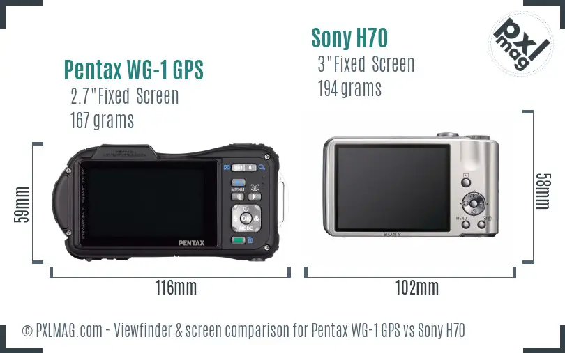 Pentax WG-1 GPS vs Sony H70 Screen and Viewfinder comparison