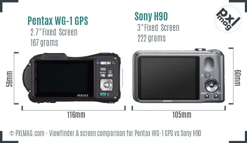 Pentax WG-1 GPS vs Sony H90 Screen and Viewfinder comparison