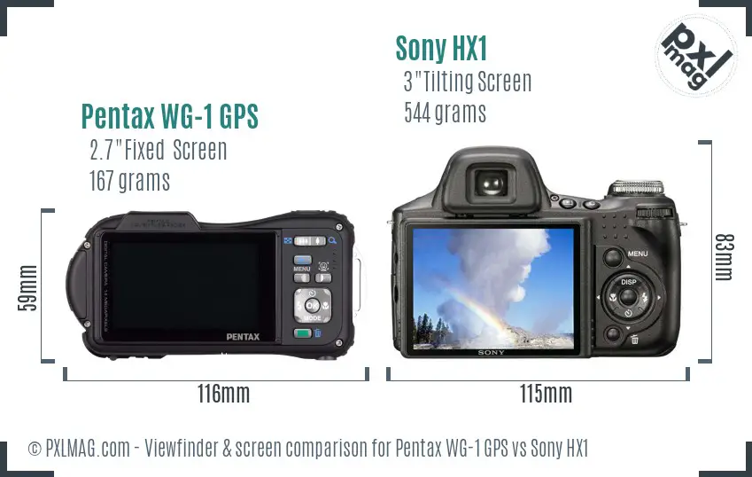 Pentax WG-1 GPS vs Sony HX1 Screen and Viewfinder comparison