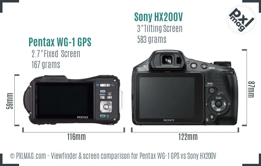 Pentax WG-1 GPS vs Sony HX200V Screen and Viewfinder comparison Pentax WG-1 GPS vs Sony HX200V Screen and Viewfinder comparison