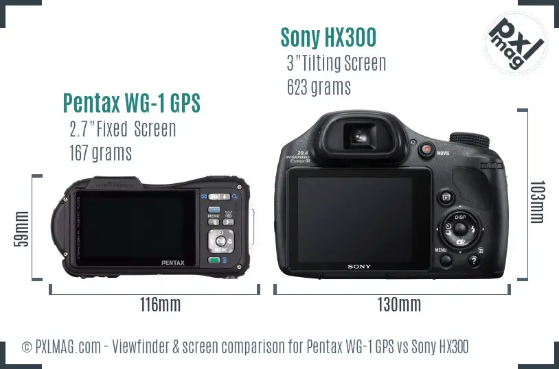 Pentax WG-1 GPS vs Sony HX300 Screen and Viewfinder comparison