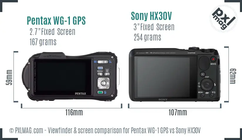 Pentax WG-1 GPS vs Sony HX30V Screen and Viewfinder comparison