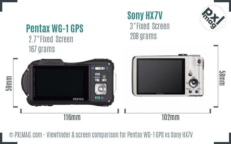 Pentax WG-1 GPS vs Sony HX7V Screen and Viewfinder comparison