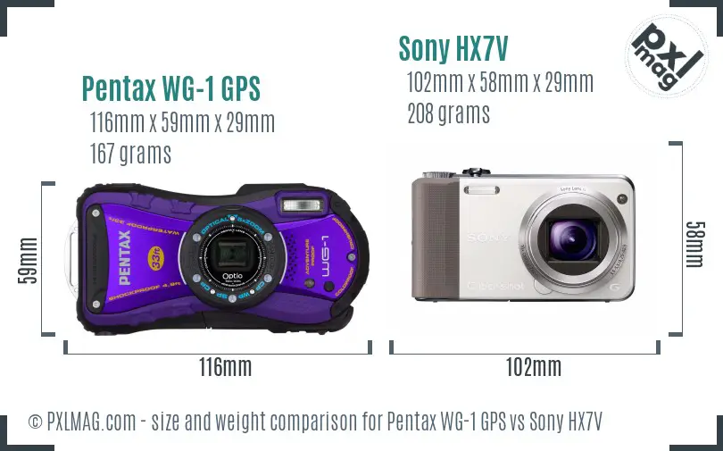 Pentax WG-1 GPS vs Sony HX7V size comparison