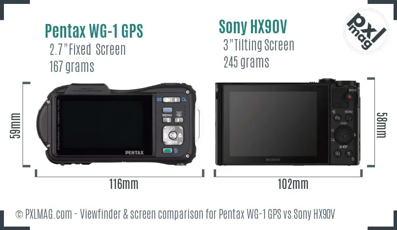 Pentax WG-1 GPS vs Sony HX90V Screen and Viewfinder comparison