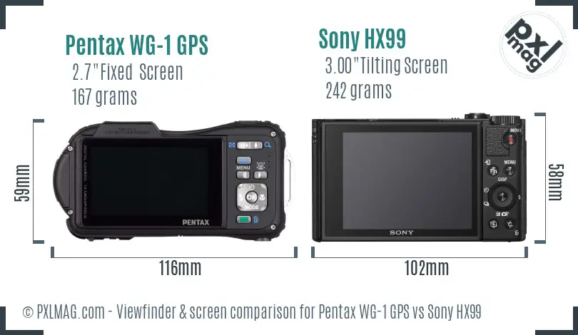 Pentax WG-1 GPS vs Sony HX99 Screen and Viewfinder comparison Pentax WG-1 GPS vs Sony HX99 Screen and Viewfinder comparison