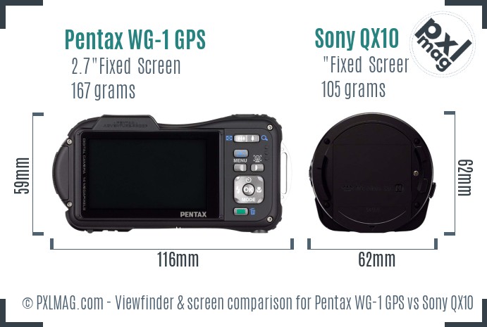 Pentax WG-1 GPS vs Sony QX10 Screen and Viewfinder comparison