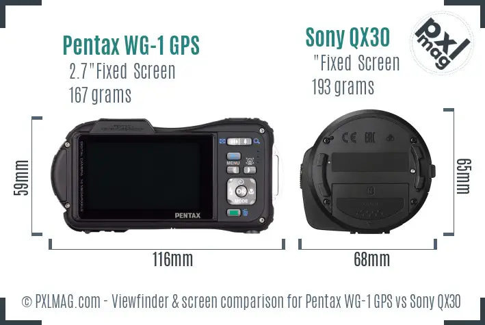 Pentax WG-1 GPS vs Sony QX30 Screen and Viewfinder comparison