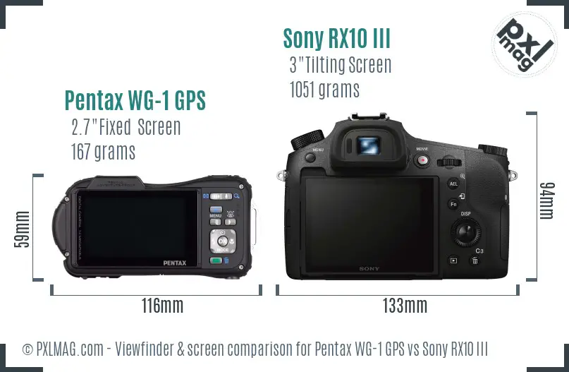 Pentax WG-1 GPS vs Sony RX10 III Screen and Viewfinder comparison Pentax WG-1 GPS vs Sony RX10 III Screen and Viewfinder comparison