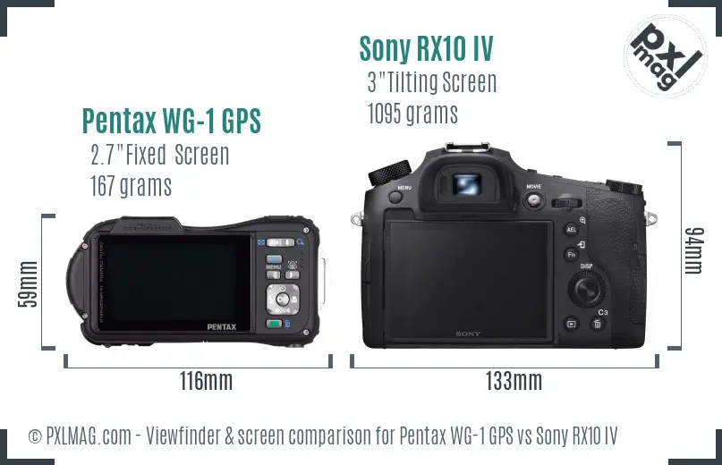 Pentax WG-1 GPS vs Sony RX10 IV Screen and Viewfinder comparison