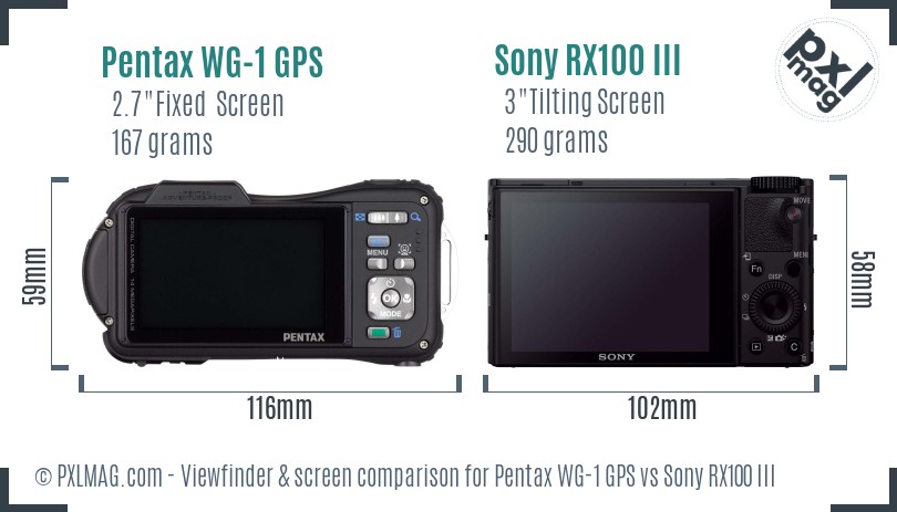 Pentax WG-1 GPS vs Sony RX100 III Screen and Viewfinder comparison