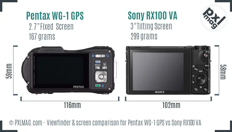 Pentax WG-1 GPS vs Sony RX100 VA Screen and Viewfinder comparison