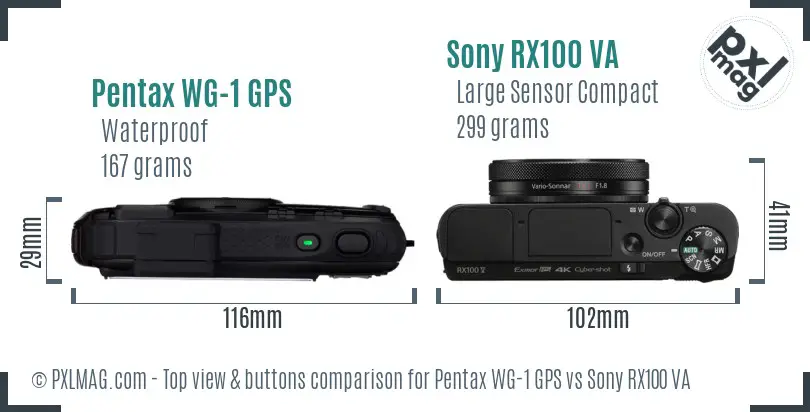 Pentax WG-1 GPS vs Sony RX100 VA top view buttons comparison