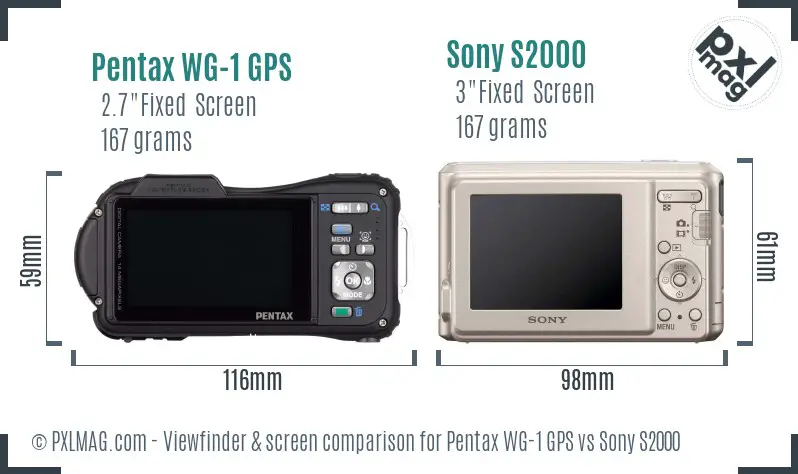 Pentax WG-1 GPS vs Sony S2000 Screen and Viewfinder comparison