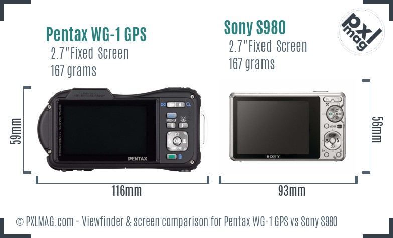Pentax WG-1 GPS vs Sony S980 Screen and Viewfinder comparison