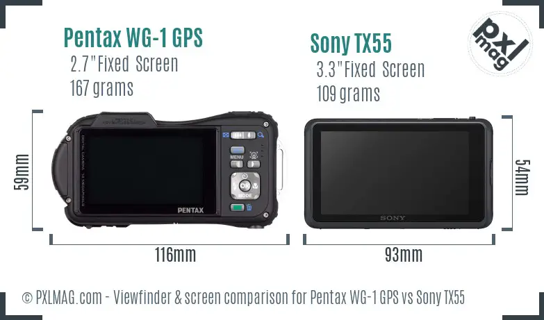 Pentax WG-1 GPS vs Sony TX55 Screen and Viewfinder comparison