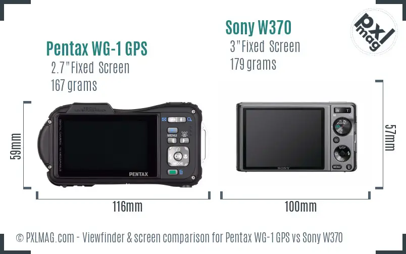 Pentax WG-1 GPS vs Sony W370 Screen and Viewfinder comparison