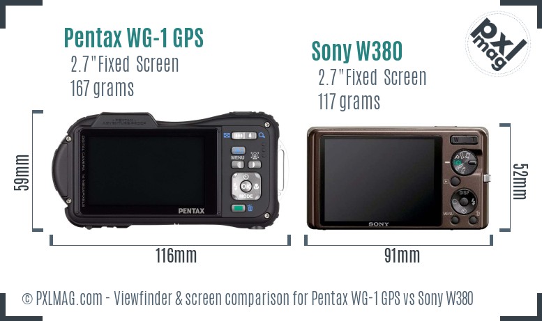Pentax WG-1 GPS vs Sony W380 Screen and Viewfinder comparison