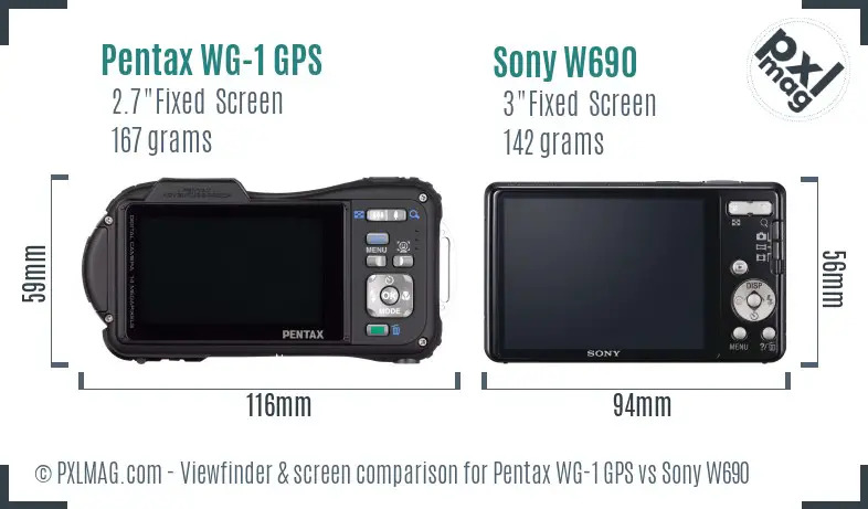 Pentax WG-1 GPS vs Sony W690 Screen and Viewfinder comparison