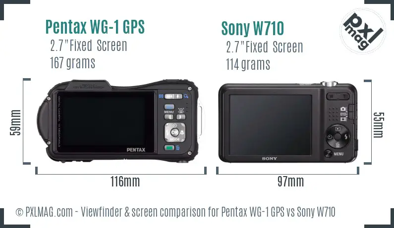 Pentax WG-1 GPS vs Sony W710 Screen and Viewfinder comparison