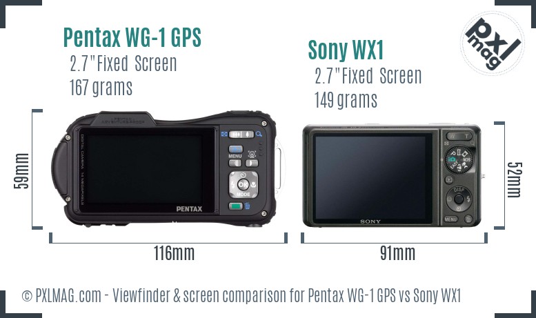Pentax WG-1 GPS vs Sony WX1 Screen and Viewfinder comparison