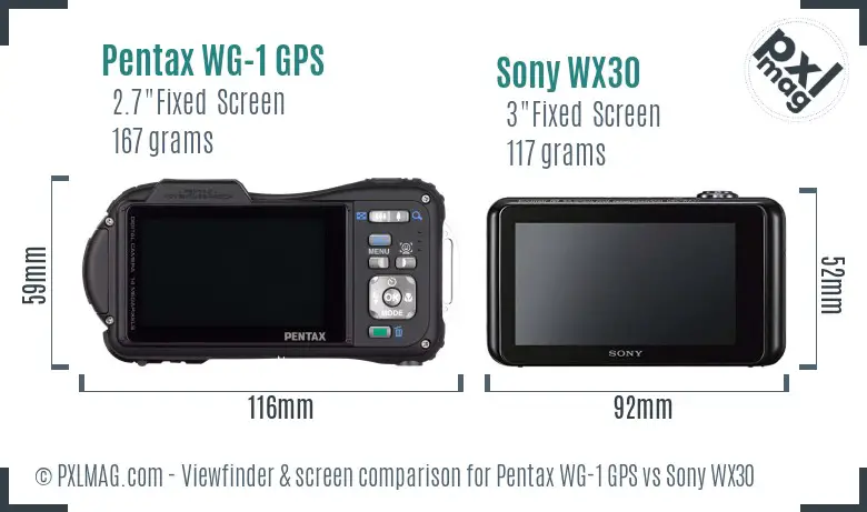 Pentax WG-1 GPS vs Sony WX30 Screen and Viewfinder comparison Pentax WG-1 GPS vs Sony WX30 Screen and Viewfinder comparison