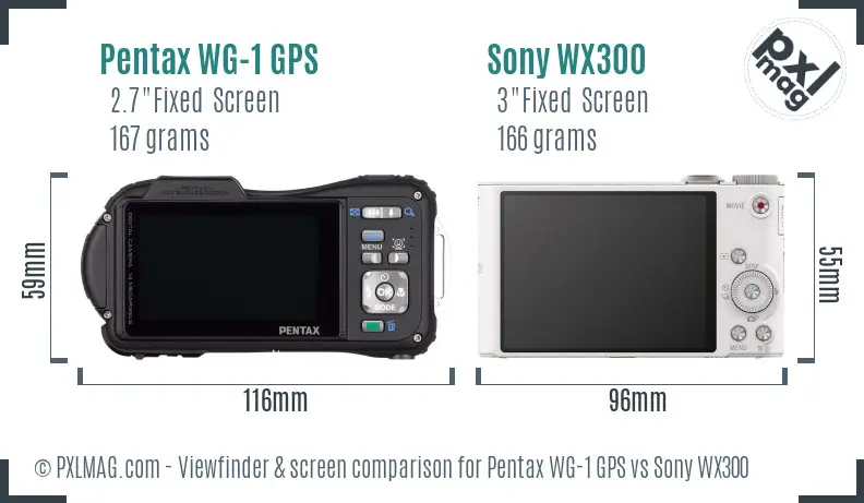 Pentax WG-1 GPS vs Sony WX300 Screen and Viewfinder comparison