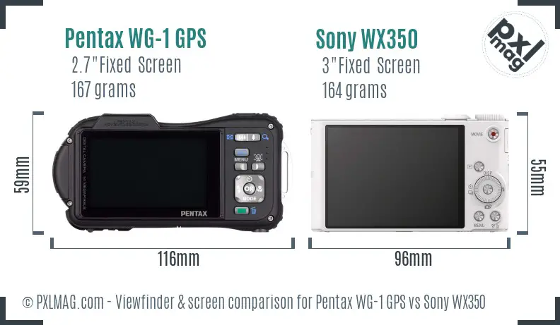 Pentax WG-1 GPS vs Sony WX350 Screen and Viewfinder comparison Pentax WG-1 GPS vs Sony WX350 Screen and Viewfinder comparison