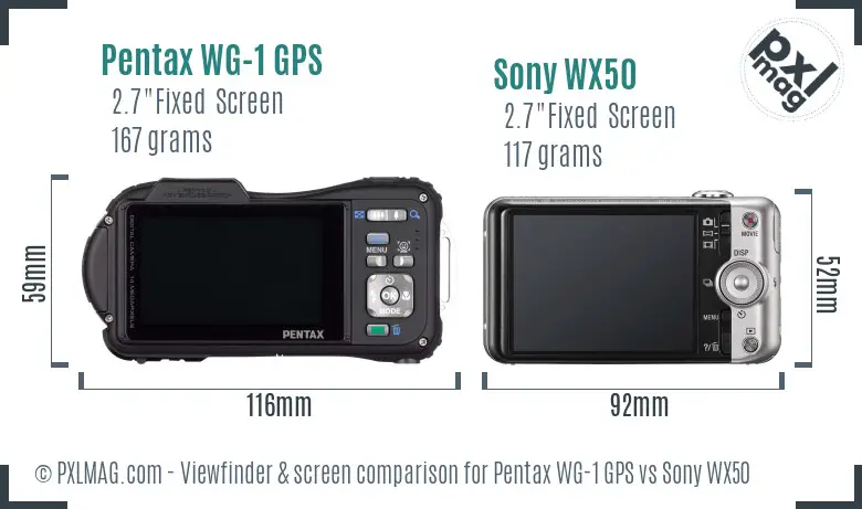 Pentax WG-1 GPS vs Sony WX50 Screen and Viewfinder comparison Pentax WG-1 GPS vs Sony WX50 Screen and Viewfinder comparison