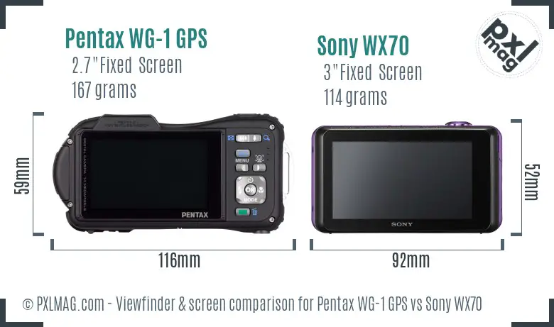 Pentax WG-1 GPS vs Sony WX70 Screen and Viewfinder comparison