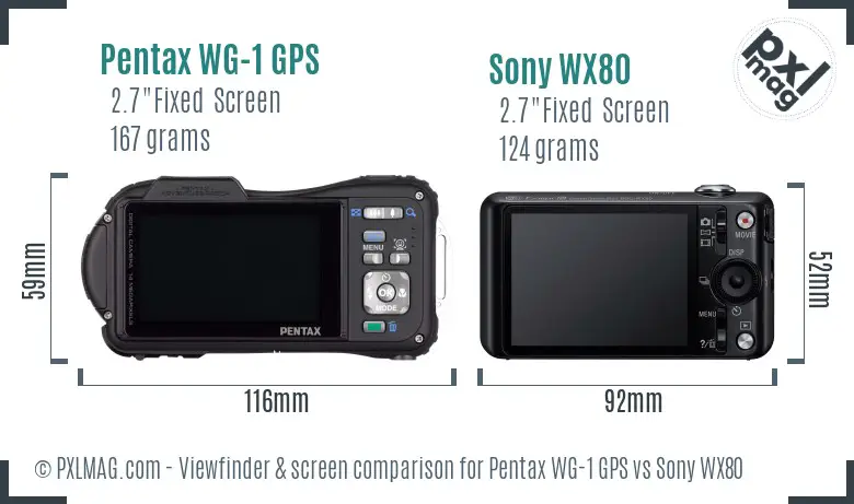 Pentax WG-1 GPS vs Sony WX80 Screen and Viewfinder comparison
