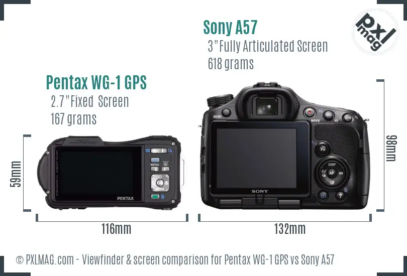 Pentax WG-1 GPS vs Sony A57 Screen and Viewfinder comparison Pentax WG-1 GPS vs Sony A57 Screen and Viewfinder comparison