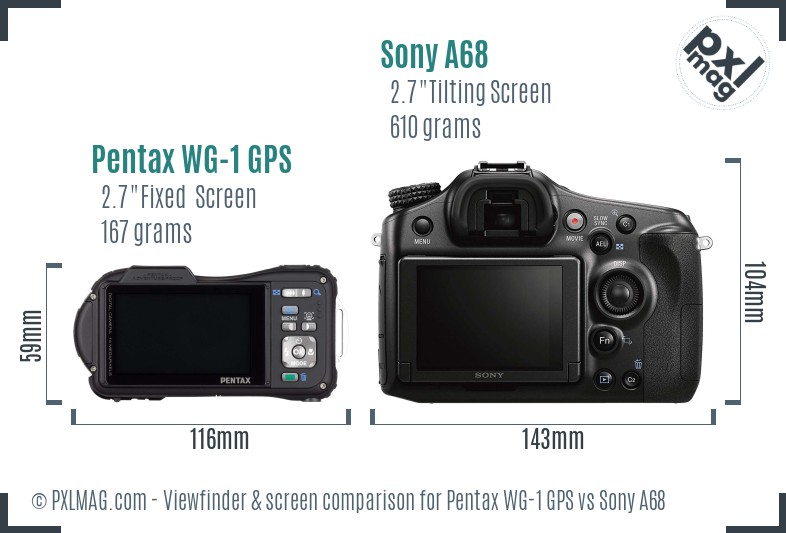 Pentax WG-1 GPS vs Sony A68 Screen and Viewfinder comparison