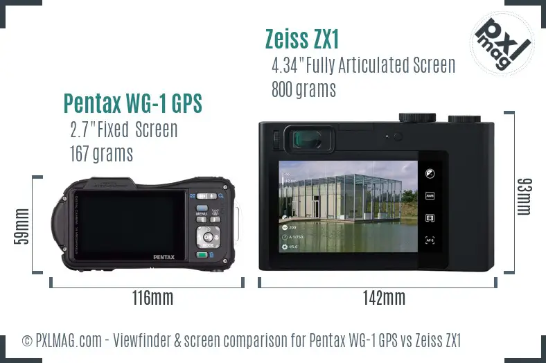 Pentax WG-1 GPS vs Zeiss ZX1 Screen and Viewfinder comparison Pentax WG-1 GPS vs Zeiss ZX1 Screen and Viewfinder comparison