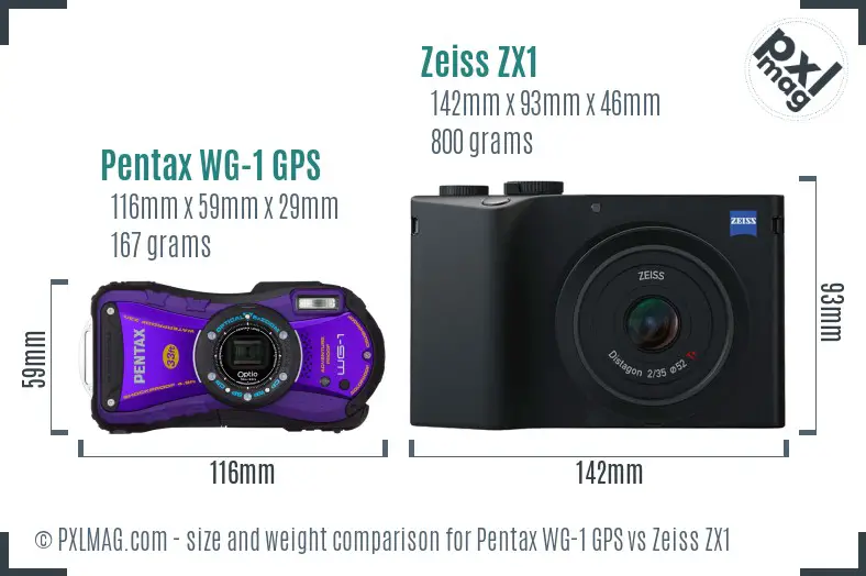 Pentax WG-1 GPS vs Zeiss ZX1 size comparison Pentax WG-1 GPS vs Zeiss ZX1 size comparison