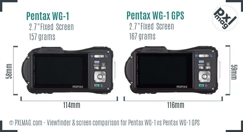 Pentax WG-1 vs Pentax WG-1 GPS Screen and Viewfinder comparison